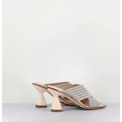 Mules Cuir Nude & Perles - Lizau Var Argento