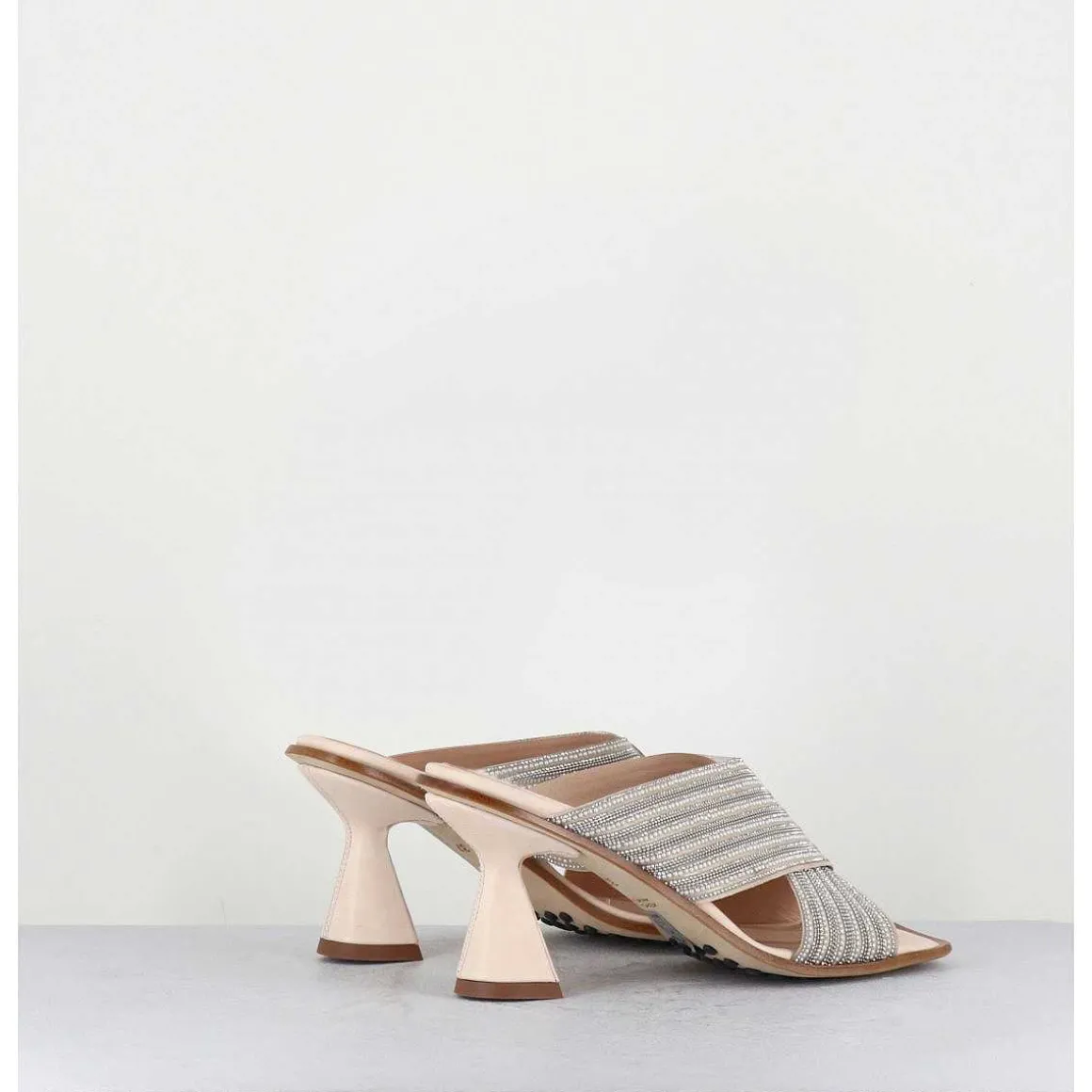Mules Cuir Nude & Perles - Lizau Var Argento