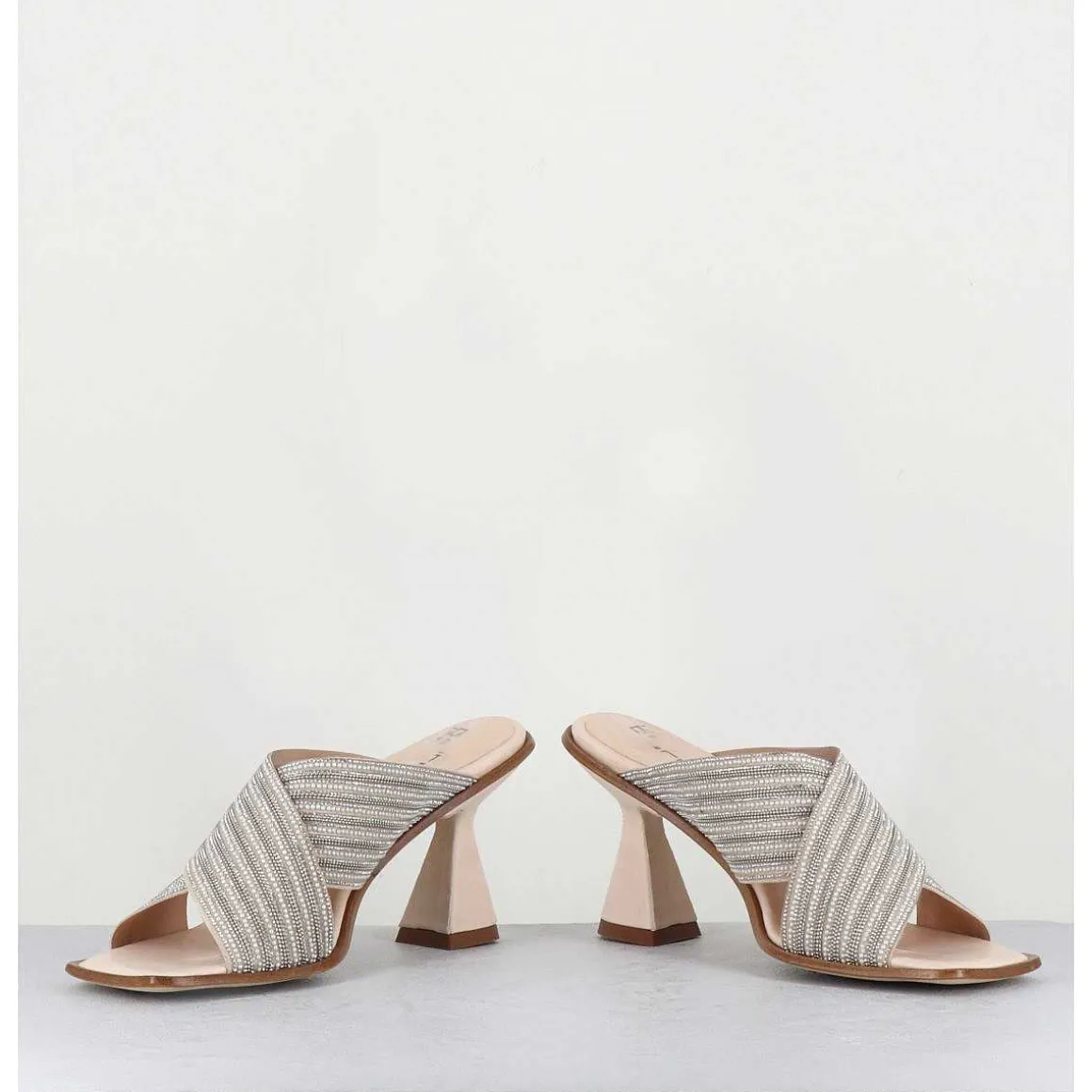 Mules Cuir Nude & Perles - Lizau Var Argento