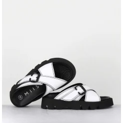 Mules En Cuir Blanc Semelle Crantee - Lacey White Sandals