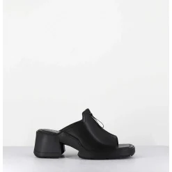 Mules En Cuir Noir & Zip - Bertie Black Sandals