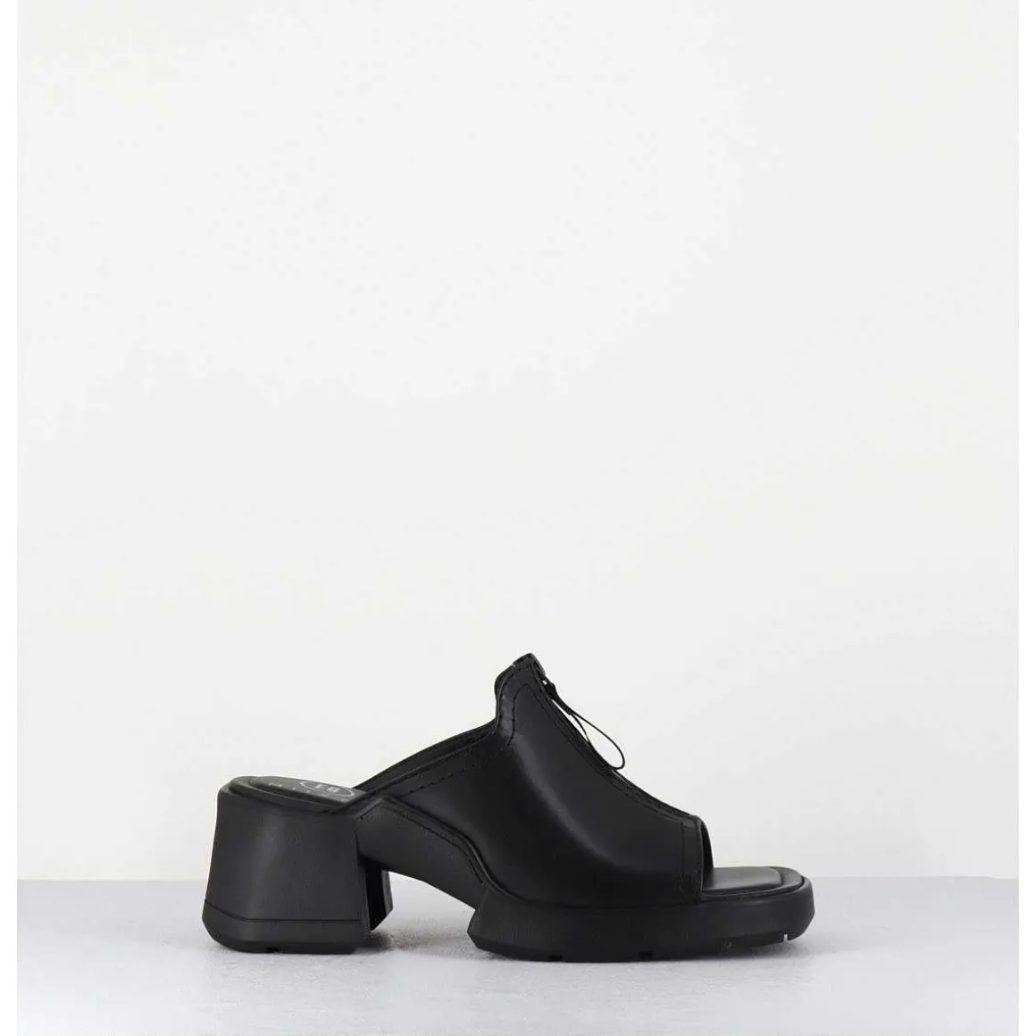 Mules En Cuir Noir & Zip - Bertie Black Sandals