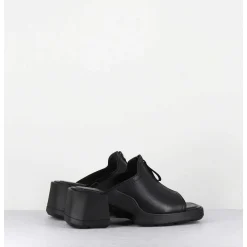 Mules En Cuir Noir & Zip - Bertie Black Sandals
