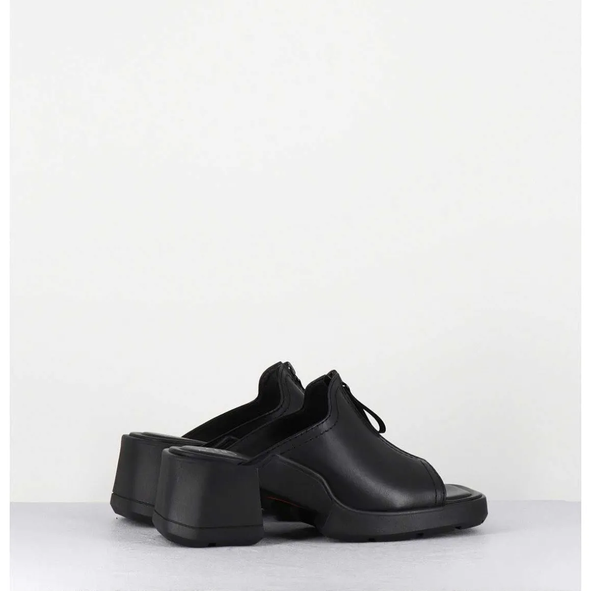 Mules En Cuir Noir & Zip - Bertie Black Sandals