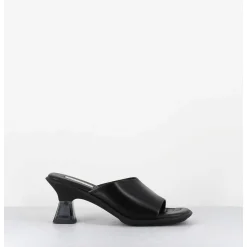 Mules En Cuir Noir Talon Plexi - Synthia Black Sandals