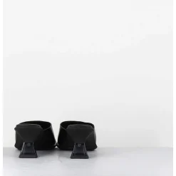 Mules En Cuir Noir Talon Plexi - Synthia Black Sandals