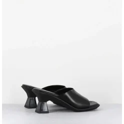 Mules En Cuir Noir Talon Plexi - Synthia Black Sandals