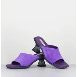 Mules En Daim Violet Talon Plexi - Synthia Purple Sandals