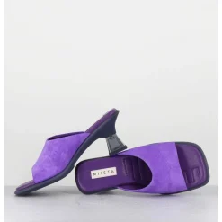 Mules En Daim Violet Talon Plexi - Synthia Purple Sandals