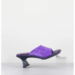 Mules En Daim Violet Talon Plexi - Synthia Purple Sandals