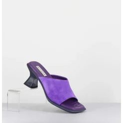 Mules En Daim Violet Talon Plexi - Synthia Purple Sandals