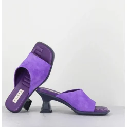 Mules En Daim Violet Talon Plexi - Synthia Purple Sandals