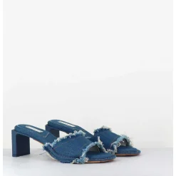 Mules En Jean A Talon - Marguerite Denim Sandals