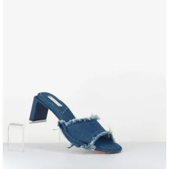 Mules En Jean A Talon - Marguerite Denim Sandals
