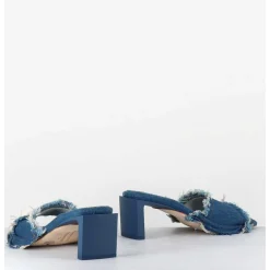 Mules En Jean A Talon - Marguerite Denim Sandals
