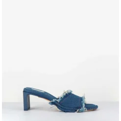 Mules En Jean A Talon - Marguerite Denim Sandals