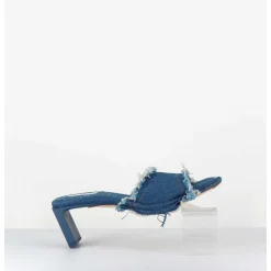 Mules En Jean A Talon - Marguerite Denim Sandals