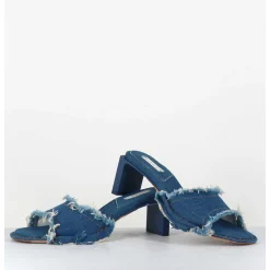 Mules En Jean A Talon - Marguerite Denim Sandals