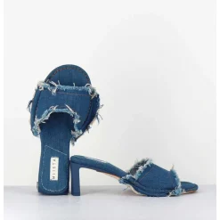 Mules En Jean A Talon - Marguerite Denim Sandals