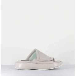 Mules Minimalistes Semelle Epaisse En Cuir Souple Gris - M23E Rombo Grey