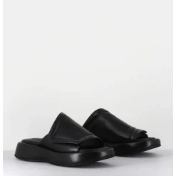 Mules Minimalistes Semelle Epaisse En Cuir Souple Noir - M23E Rombo Nero