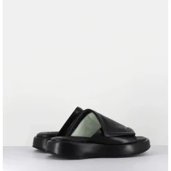Mules Minimalistes Semelle Epaisse En Cuir Souple Noir - M23E Rombo Nero