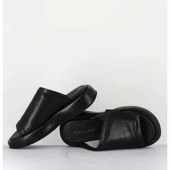 Mules Minimalistes Semelle Epaisse En Cuir Souple Noir - M23E Rombo Nero