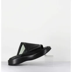 Mules Minimalistes Semelle Epaisse En Cuir Souple Noir - M23E Rombo Nero