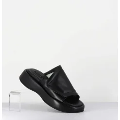 Mules Minimalistes Semelle Epaisse En Cuir Souple Noir - M23E Rombo Nero