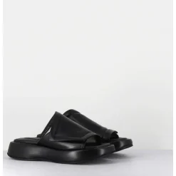 Mules Minimalistes Semelle Epaisse En Cuir Souple Noir - M23E Rombo Nero
