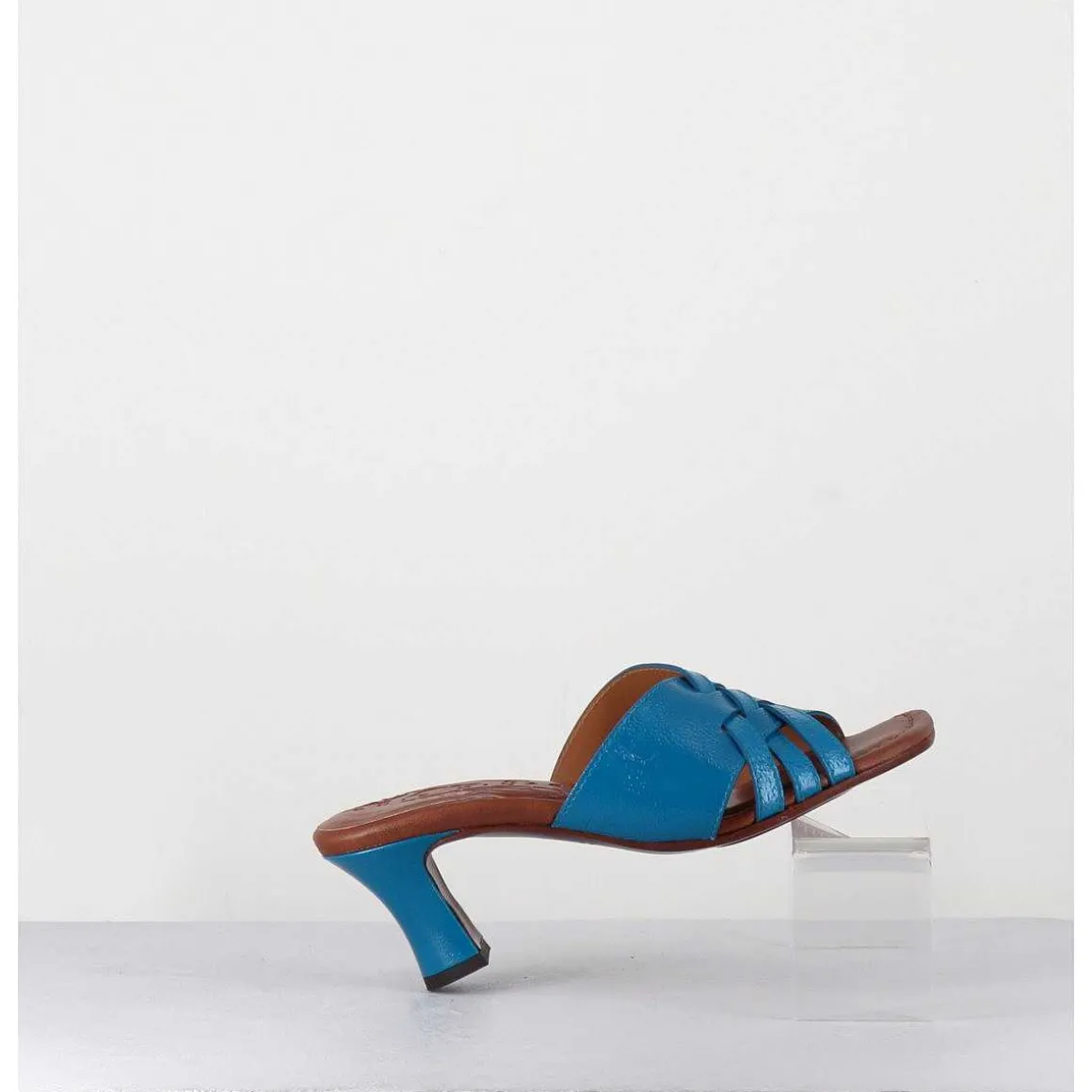 Mules Petit Talon En Cuir Bleu - Nalma Ferrari Blue