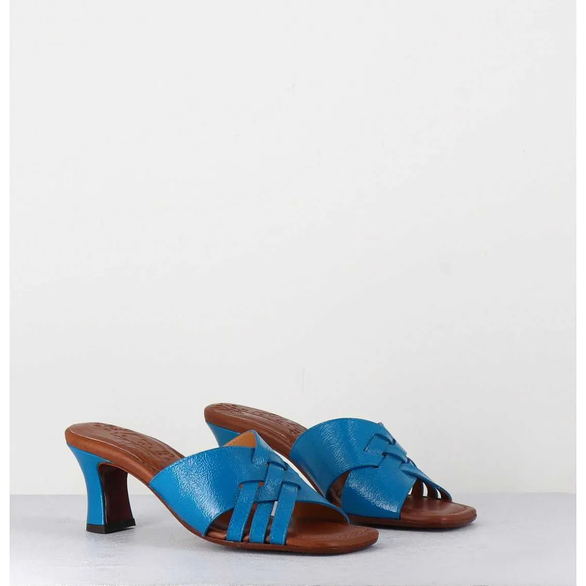 Mules Petit Talon En Cuir Bleu - Nalma Ferrari Blue