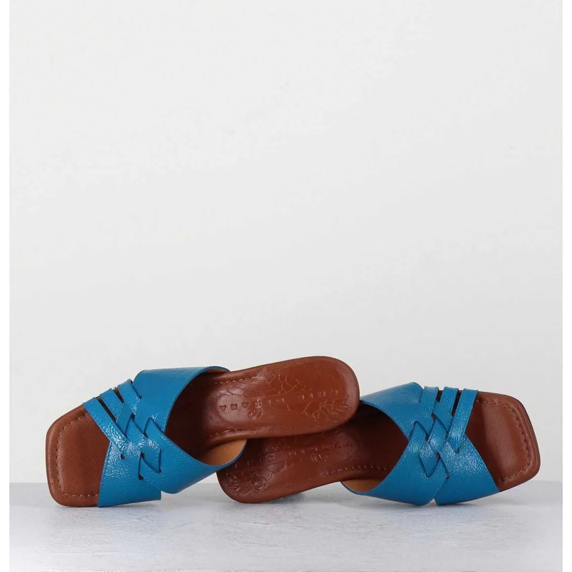 Mules Petit Talon En Cuir Bleu - Nalma Ferrari Blue