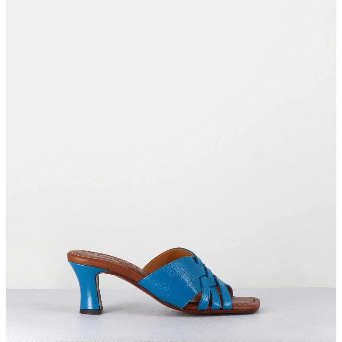Mules Petit Talon En Cuir Bleu - Nalma Ferrari Blue