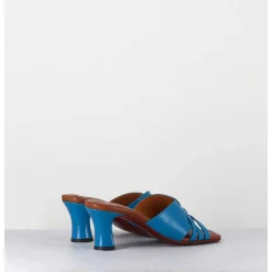 Mules Petit Talon En Cuir Bleu - Nalma Ferrari Blue