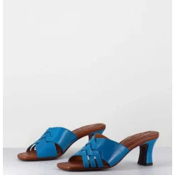 Mules Petit Talon En Cuir Bleu - Nalma Ferrari Blue