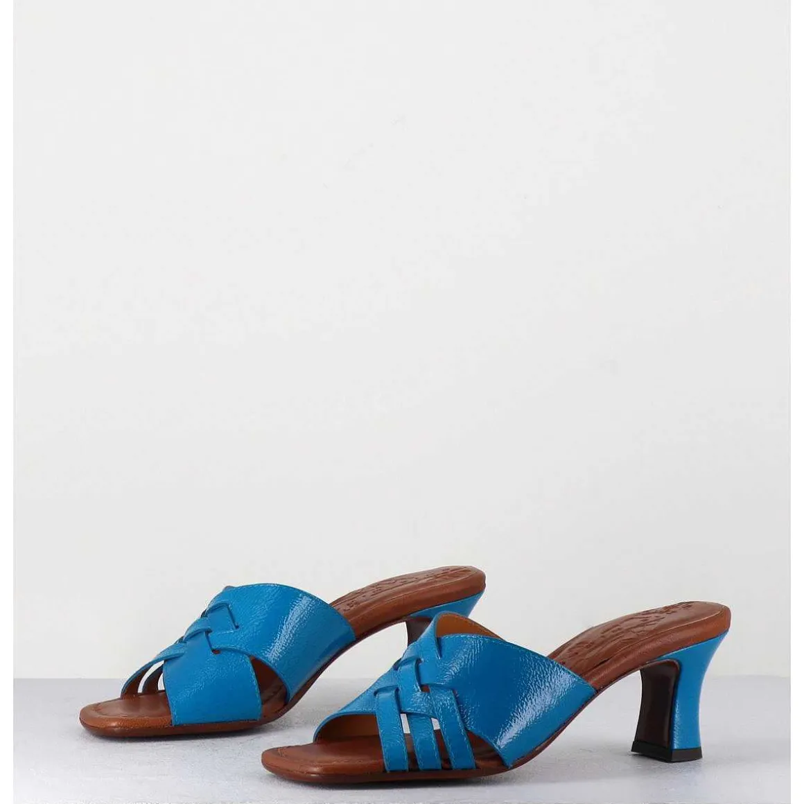 Mules Petit Talon En Cuir Bleu - Nalma Ferrari Blue