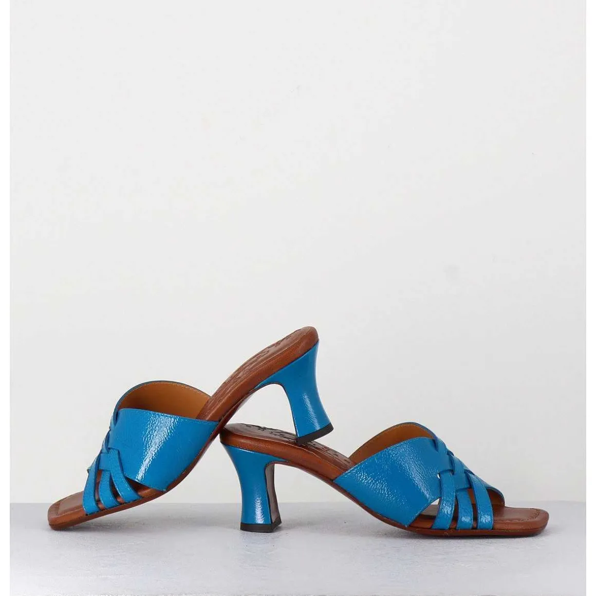Mules Petit Talon En Cuir Bleu - Nalma Ferrari Blue
