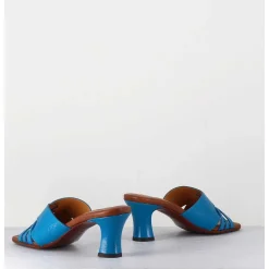 Mules Petit Talon En Cuir Bleu - Nalma Ferrari Blue