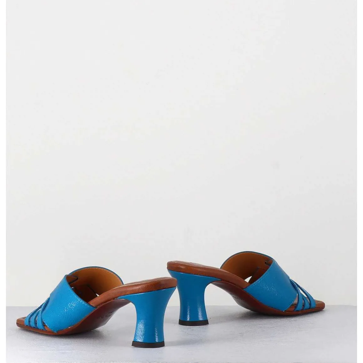 Mules Petit Talon En Cuir Bleu - Nalma Ferrari Blue