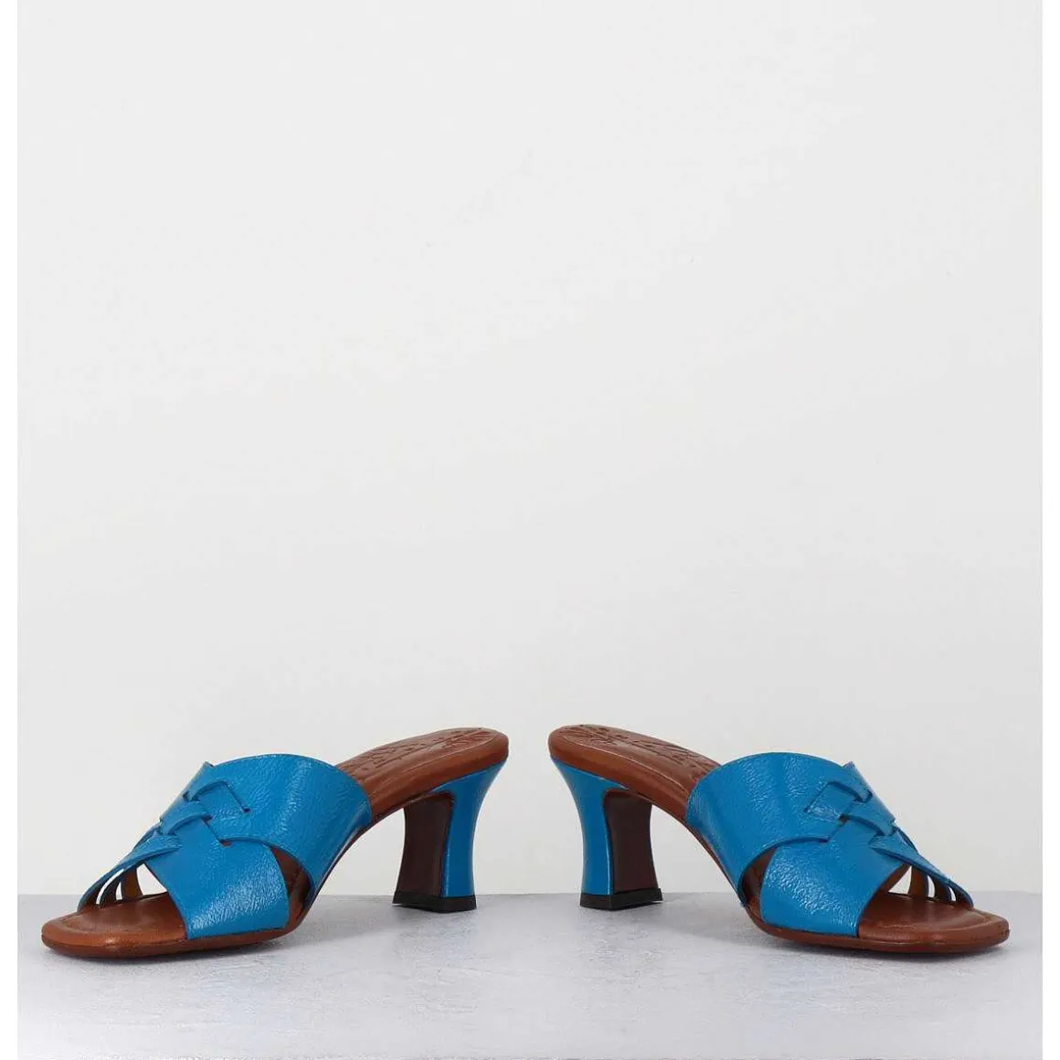 Mules Petit Talon En Cuir Bleu - Nalma Ferrari Blue
