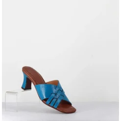 Mules Petit Talon En Cuir Bleu - Nalma Ferrari Blue