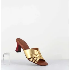 Mules Petit Talon Metallise Bronze & Rouge - Nalma44 Dali Oro