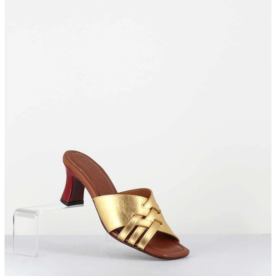 Mules Petit Talon Metallise Bronze & Rouge - Nalma44 Dali Oro