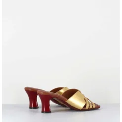 Mules Petit Talon Metallise Bronze & Rouge - Nalma44 Dali Oro