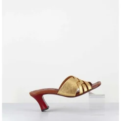Mules Petit Talon Metallise Bronze & Rouge - Nalma44 Dali Oro
