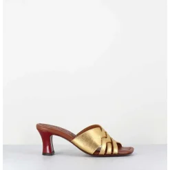 Mules Petit Talon Metallise Bronze & Rouge - Nalma44 Dali Oro