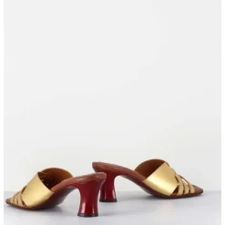 Mules Petit Talon Metallise Bronze & Rouge - Nalma44 Dali Oro