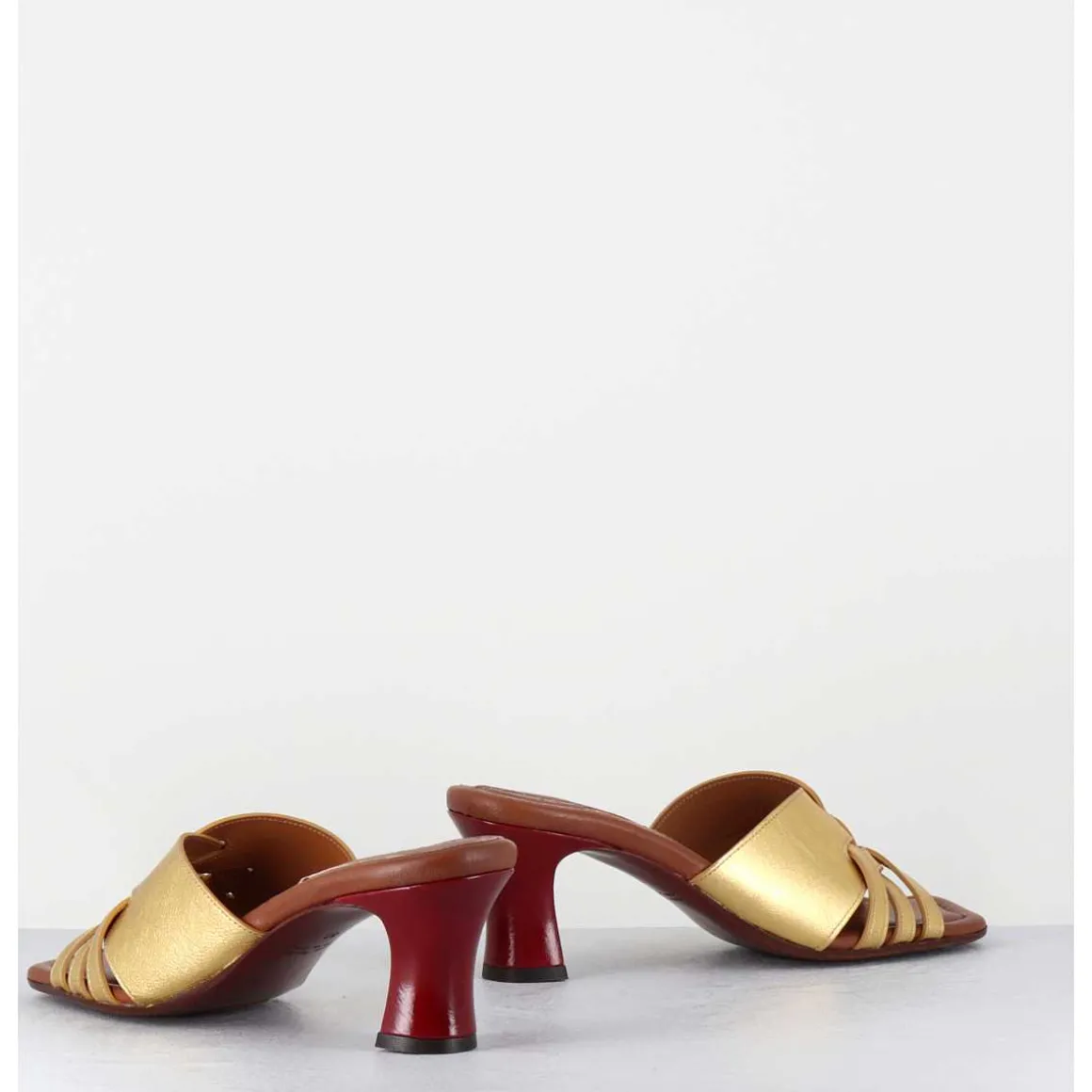 Mules Petit Talon Metallise Bronze & Rouge - Nalma44 Dali Oro