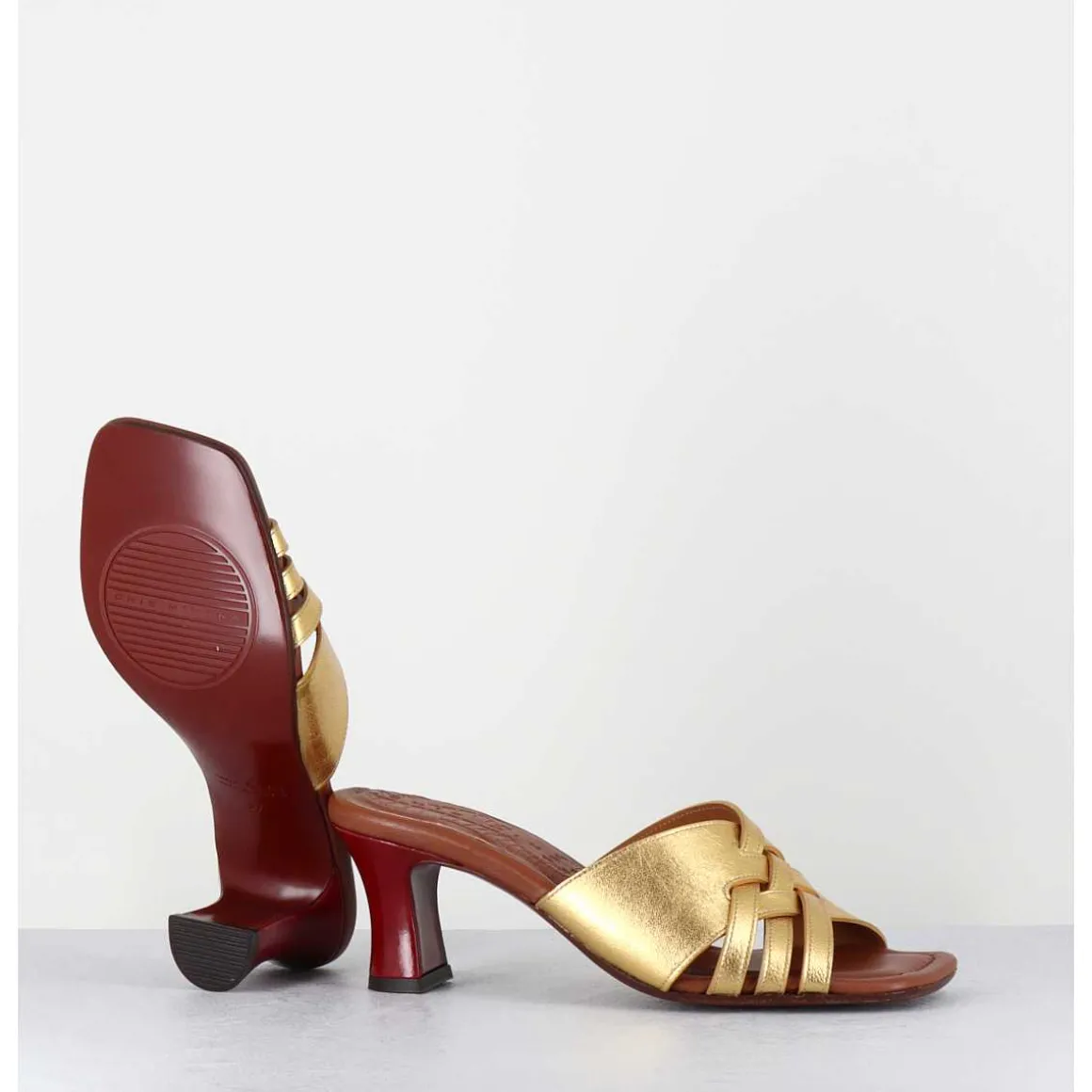 Mules Petit Talon Metallise Bronze & Rouge - Nalma44 Dali Oro